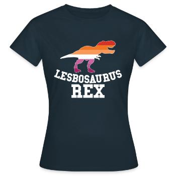 Lesbosaurus Rex - Lesbisch Flagge Homo Ehe Lustig - Frauen T-Shirt - Navy - Vorne - AI Model Female 172 dark (172cm)