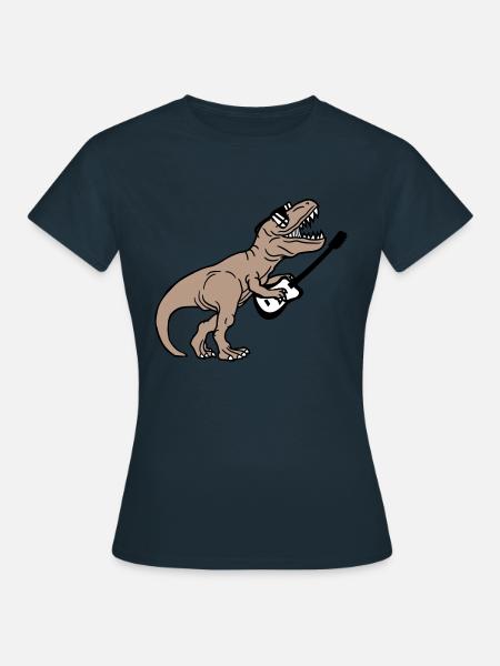 DJ Dino T-Rex dinosaure guitare jouer Soirée - T-shirt Femme - marine