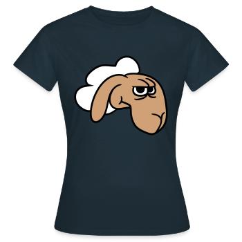Le mouton a l’air sceptique, critique, regards suspicieux - T-shirt Femme - marine - Devant - AI Model Female 172 dark (172cm)