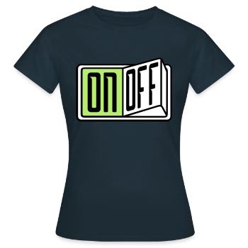 on off switch button button turn off - Women's T-Shirt - navy - Front - AI Model Female 172 dark (172cm)