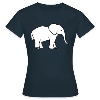 Art minimaliste au trait fin éléphant sur blanc - T-shirt Femme - marine - Devant - AI Model Female 172 dark (172cm)
