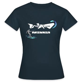 Windkind Futuriste - T-shirt Femme - marine - Devant - AI Model Female 172 dark (172cm)