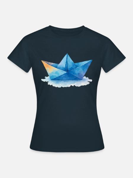 papierboot aquarell - Frauen T-Shirt - Navy