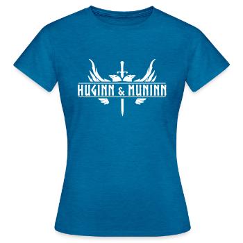 Hugins und Muninn Odins Ravens - Frauen T-Shirt - Antikblaues Saphir meliert - Vorne - AI Model Female 172 dark (172cm)