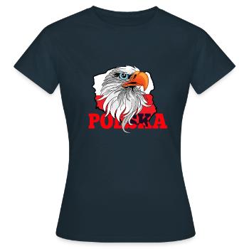 Pologne, Aigle, Emblème, Carte de Pologne, Patriote - T-shirt Femme - marine - Devant - AI Model Female 172 dark (172cm)