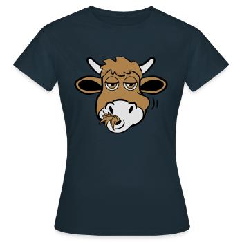 Manger animal drôle de vache - T-shirt Femme - marine - Devant - AI Model Female 172 dark (172cm)