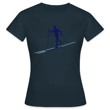 Skilangläufer mit Skispur - zweifarbig - Frauen T-Shirt - Navy - Vorne - AI Model Female 172 dark (172cm)