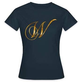 Lettre dorée W au design vintage - T-shirt Femme - marine - Devant - AI Model Female 172 dark (172cm)