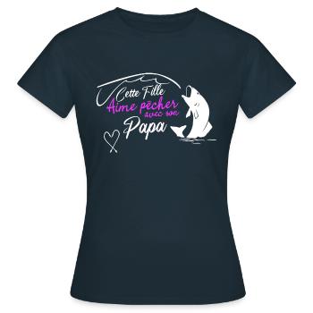 cette fille aime pecher avec son papa cadeau femme - T-shirt Femme - marine - Devant - AI Model Female 172 dark (172cm)