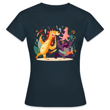 Les animaux en fête n°2 - T-shirt Femme - marine - Devant - AI Model Female 172 dark (172cm)