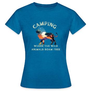 African Savanah, silhouette of a lion T-Shirt - Women's T-Shirt - antique blue sapphire heather - Front - AI Model Female 172 dark (172cm)