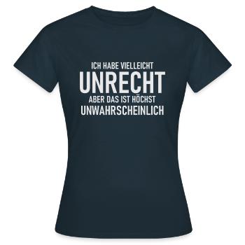 Ich habe vielleicht Unrecht aber unwahrscheinlich - Frauen T-Shirt - Navy - Vorne - AI Model Female 172 dark (172cm)
