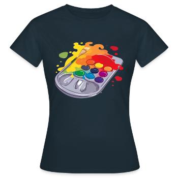 Palette de peinture n°2 - T-shirt Femme - marine - Devant - AI Model Female 172 dark (172cm)