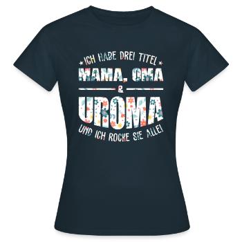 Uroma - Frauen T-Shirt - Navy - Vorne - AI Model Female 172 dark (172cm)