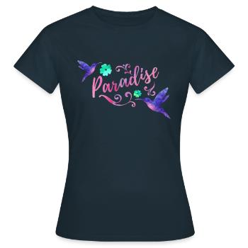 Paradise Watercolor - Frauen T-Shirt - Navy - Vorne - AI Model Female 172 dark (172cm)