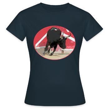 Stier von Camargue ovale - Frauen T-Shirt - Navy - Vorne - AI Model Female 172 dark (172cm)