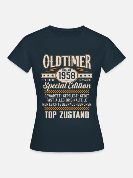 Oldtimer Baujahr Jahrgang 1958 Geburtstag Geschenk - Frauen T-Shirt - Navy