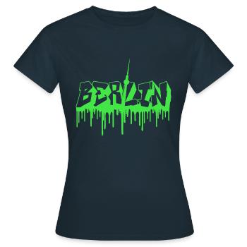 Berlin Green Graffiti mit Fernsehturm - Frauen T-Shirt - Navy - Vorne - AI Model Female 172 dark (172cm)