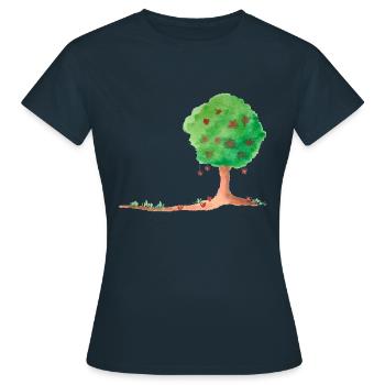 Liebe Apfelbaum - Frauen T-Shirt - Navy - Vorne - AI Model Female 172 dark (172cm)