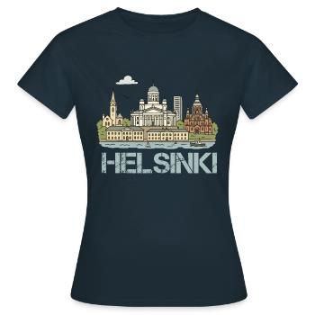Ville d’Helsinki - T-shirt Femme - marine - Devant - AI Model Female 172 dark (172cm)