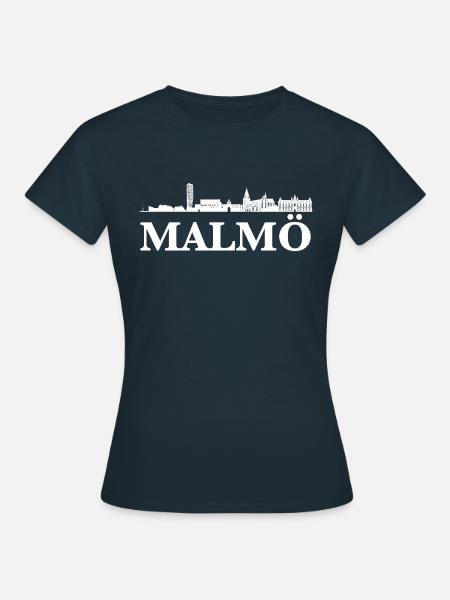 Malmö Zweden skyline cadeau idee - T-shirt dam - marinblå