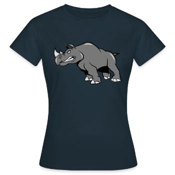 Rhino attaquant agressivement - T-shirt Femme - marine - Devant - AI Model Female 172 dark (172cm)
