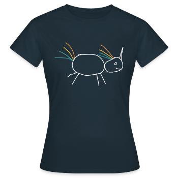 Unicorn Einhorn Geschenkidee Strichmann Humor - Frauen T-Shirt - Navy - Vorne - AI Model Female 172 dark (172cm)