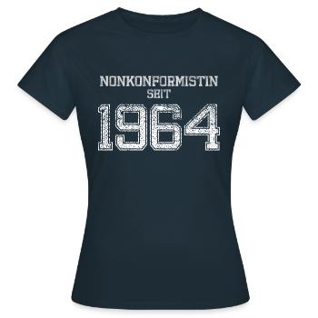 Nonkomformistin seit 1963 Geburtstag Spruch - Frauen T-Shirt - Navy - Vorne - AI Model Female 172 dark (172cm)