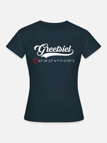 Greetsiel Koordinaten - Frauen T-Shirt - Navy