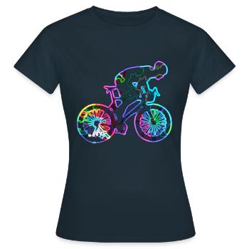 Neon-Radsport - Frauen T-Shirt - Navy - Vorne - AI Model Female 172 dark (172cm)