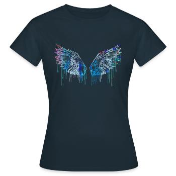 ailes d’ange, ailes, aquarelle, rouge, ailes d’ange - T-shirt Femme - marine - Devant - AI Model Female 172 dark (172cm)