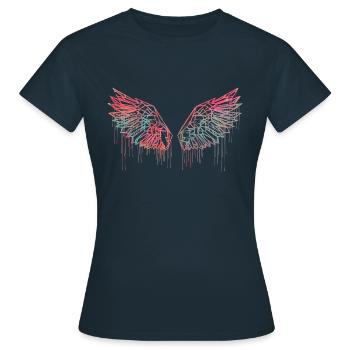 angelwings,flügel,aquarell,rot,engelsflügel - Frauen T-Shirt - Navy - Vorne - AI Model Female 172 dark (172cm)