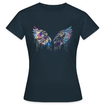 angelwings,flügel,aquarell,rot,engelsflügel - Frauen T-Shirt - Navy - Vorne - AI Model Female 172 dark (172cm)
