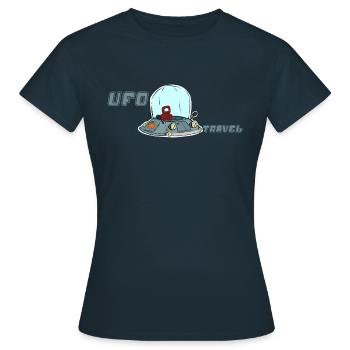 UFO-Reisen - Frauen T-Shirt - Navy - Vorne - AI Model Female 172 dark (172cm)