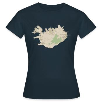 Map of Iceland - Women's T-Shirt - navy - Front - AI Model Female 172 dark (172cm)