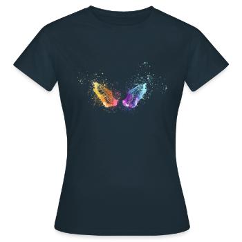 angelwings,flügel,aquarell,bunt,engelsflügel - Frauen T-Shirt - Navy - Vorne - AI Model Female 172 dark (172cm)