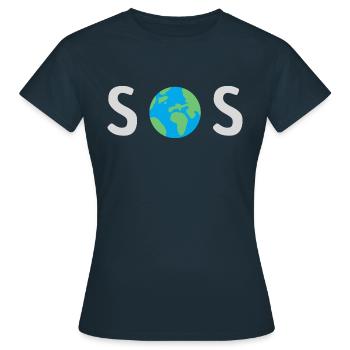 SOS rettet die Erde - Frauen T-Shirt - Navy - Vorne - AI Model Female 172 dark (172cm)