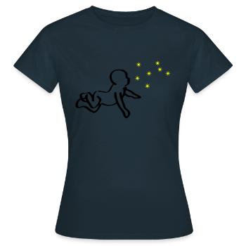 Renaissance Baby Schwarz Phoenix Gelb - Frauen T-Shirt - Navy - Vorne - AI Model Female 172 dark (172cm)