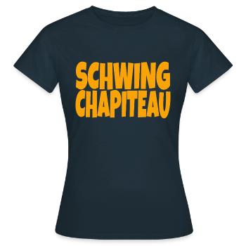 Schwing-Zelt - Frauen T-Shirt - Navy - Vorne - AI Model Female 172 dark (172cm)