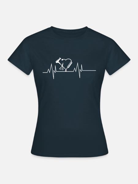 Friseur Heartbeat - Frauen T-Shirt - Navy