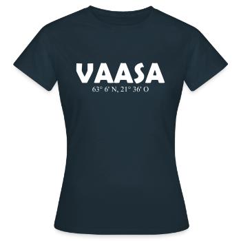 Vaasa Finland - Coordinates - Longitude - Latitude - Frauen T-Shirt - Navy - Vorne - AI Model Female 172 dark (172cm)