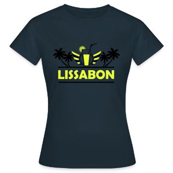lissabon - Frauen T-Shirt - Navy - Vorne - AI Model Female 172 dark (172cm)