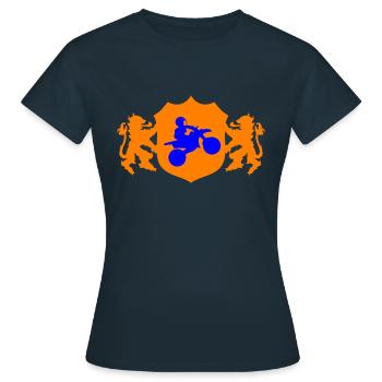motocross racer wappen 002 - Frauen T-Shirt - Navy - Vorne - AI Model Female 172 dark (172cm)