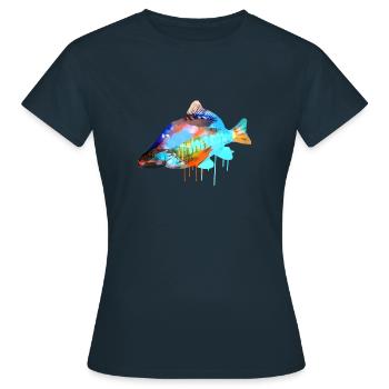 carpe, coloré, graffiti, peinture, poisson - T-shirt Femme - marine - Devant - AI Model Female 172 dark (172cm)
