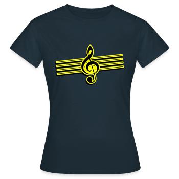 Musique de l’icône de clé - T-shirt Femme - marine - Devant - AI Model Female 172 dark (172cm)