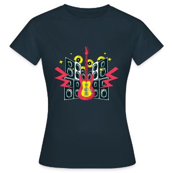 Guitare et haut-parleurs - T-shirt Femme - marine - Devant - AI Model Female 172 dark (172cm)