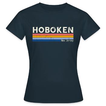 Vintage 70s 80s Style Hoboken NJ - T-shirt Femme - marine - Devant - AI Model Female 172 dark (172cm)
