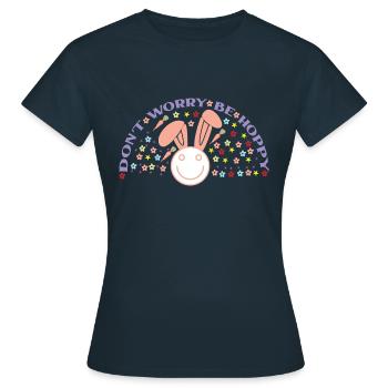Including Worry Be Hoppy - Women's T-Shirt - navy - Front - AI Model Female 172 dark (172cm)