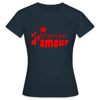 Maman d amour - T-shirt Femme - marine - Devant - AI Model Female 172 dark (172cm)