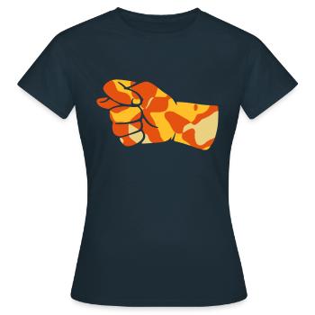 FIG SIGN / FEIGENHAND - CAMO / CAMOUFLAGE - Frauen T-Shirt - Navy - Vorne - AI Model Female 172 dark (172cm)